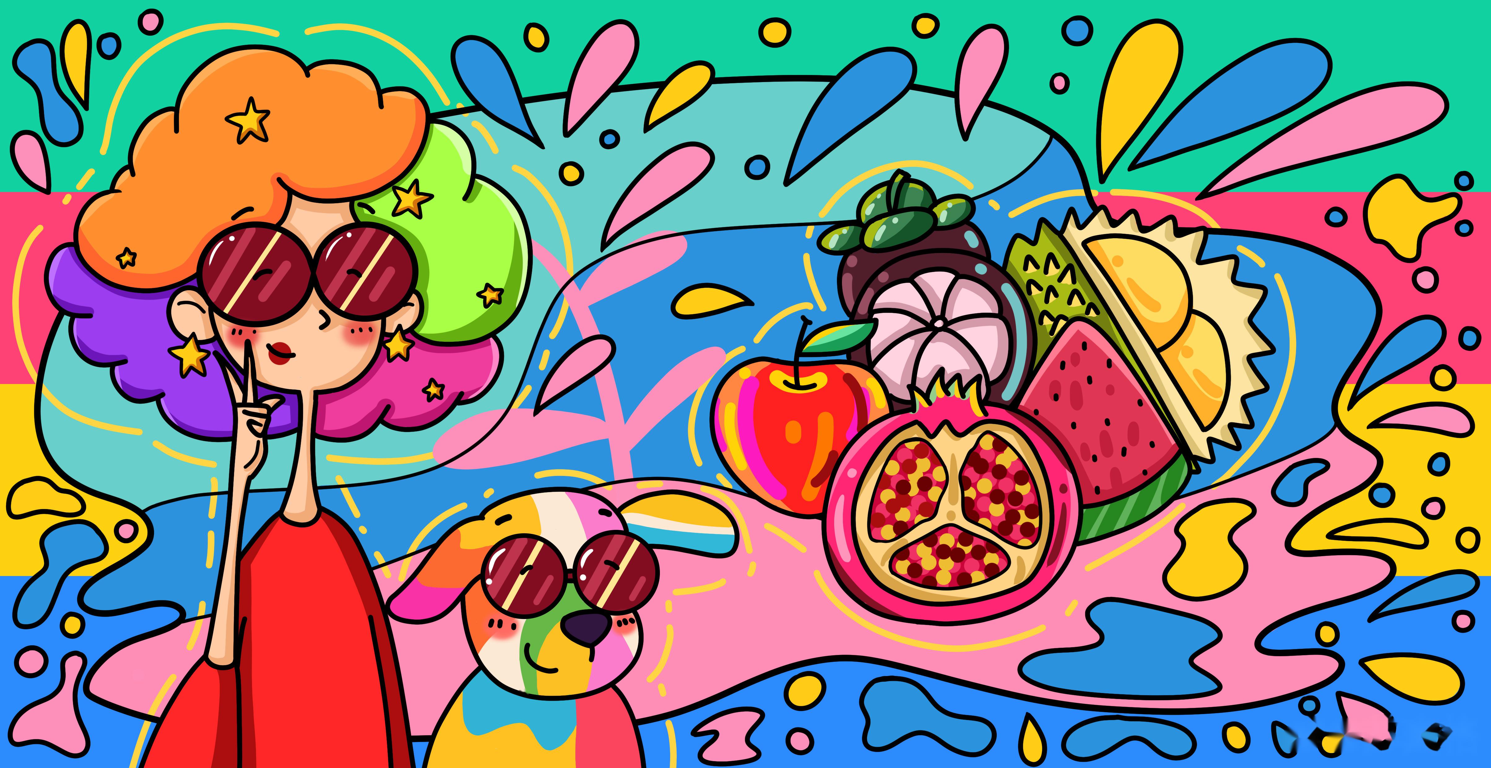 多巴胺的夏日,是彩色的,是带着缤纷色彩水果味道的,也是热烈而欢快的