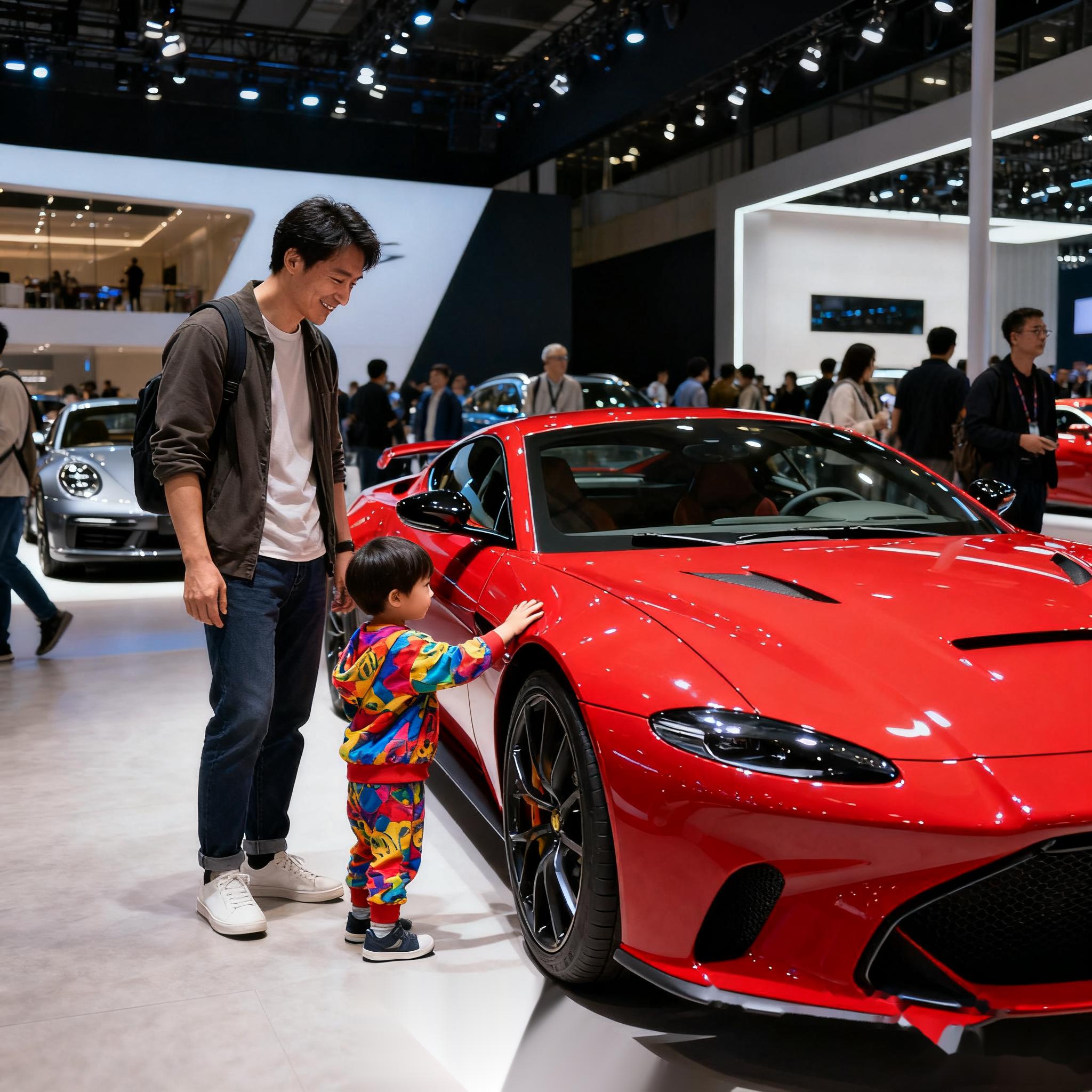 国产电车真是太好看了 现在只要去商场一看到车展,小小鱼就会要求我们