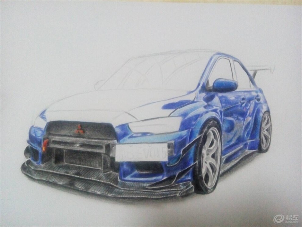 【新人发帖 手绘一张三菱evo 带过程图】_画汽车论坛图片集锦_汽车